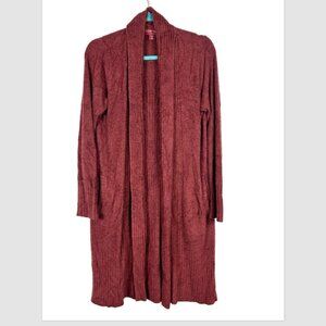 Barefoot Dreams CozyChic Lite Catalina Cardi Petite Small PS Duster Garnet LONG